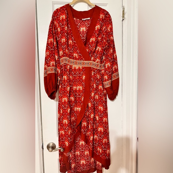 R. Vivimos Floral Red Hi Low Dress - Picture 1 of 7